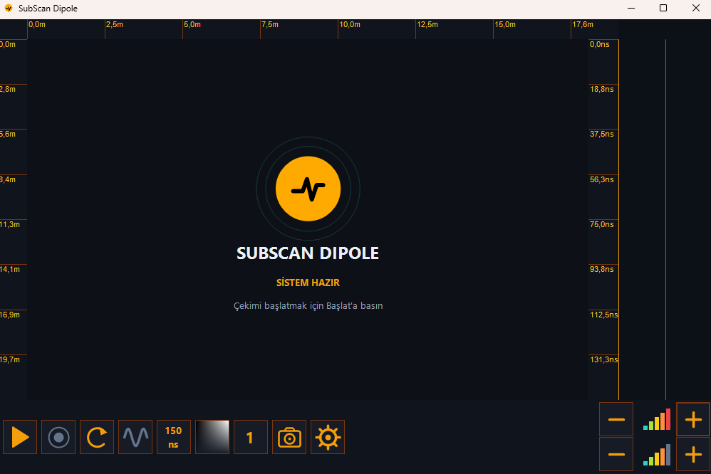 SubScan Açık Anten Realtime — canlı dipol anten çekim ekranı